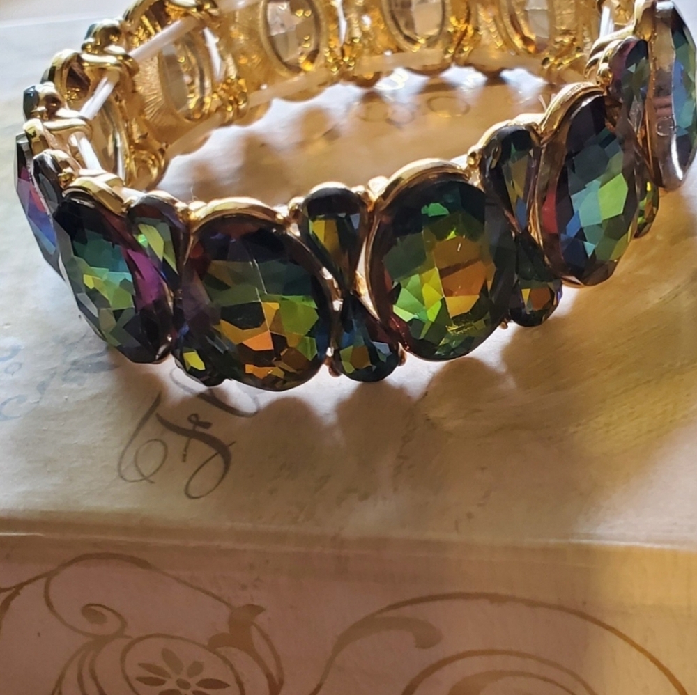 Multicolor Rhinstone Bracelet & Earring Set - Picture 2 of 3